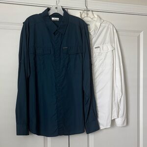 Men's Columbia Navy and White fishing shirts
